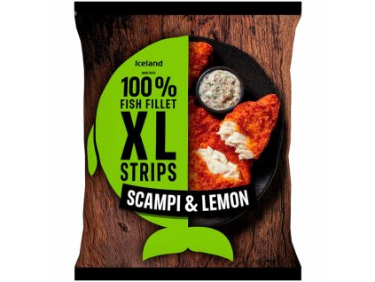 iceland made with 100 fish fillet xl strips scampi and lemon flavour 400g 16550