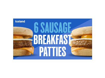 111072 iceland 6 sausage breakfast patties 342g 71655 (002)