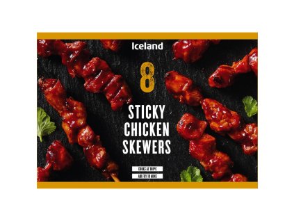 iceland 8 sticky chicken skewers 144g 27669