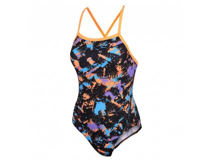 womens strap back swim costume black and orange front 1500x@2x