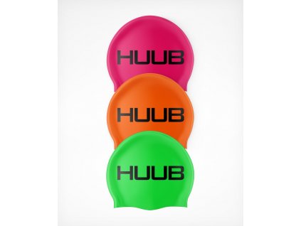 Group Fluro Colours HUUB Silicone Swim Cap Flat Lay Top 1500x