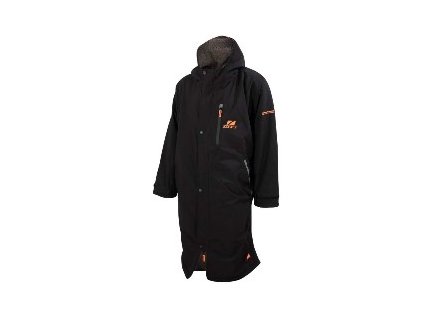 Oversized Polar Fleece Parka Robe Jacket / Black/Orange