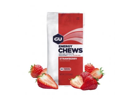 GU Energy Chews 60 g Strawberry 1 SÁČEK (balení 12ks) A