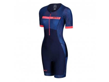 Zone 3 Women's Activate Plus Short Sleeve Trisuit - REVOLUTION - NAVY/CORAL