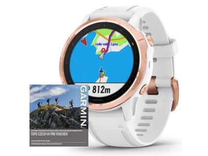 Garmin fenix6S PRO Glass, RoseGold/White Band (MAP/Music)