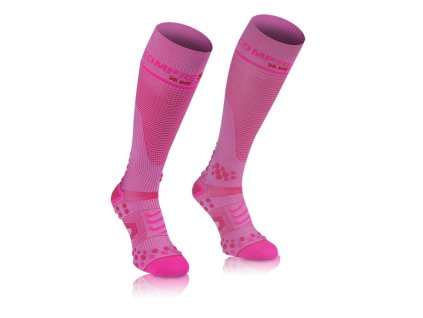 Compressport Full Socks V2.1 kompresní podkolenky s 3D body růžové (Velikost 4M)