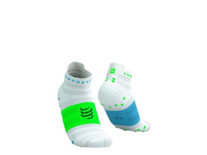 Pro Racing Socks v4.0 Ultralight Run Low White/Norse Blue/Neon Green (Velikost T2)