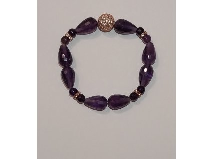 Elegance Ametiszt rózsaarany strasszgolyóval