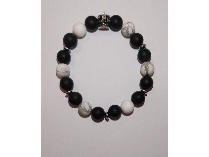Ónix Howlit ffi karkötő korona dísszel