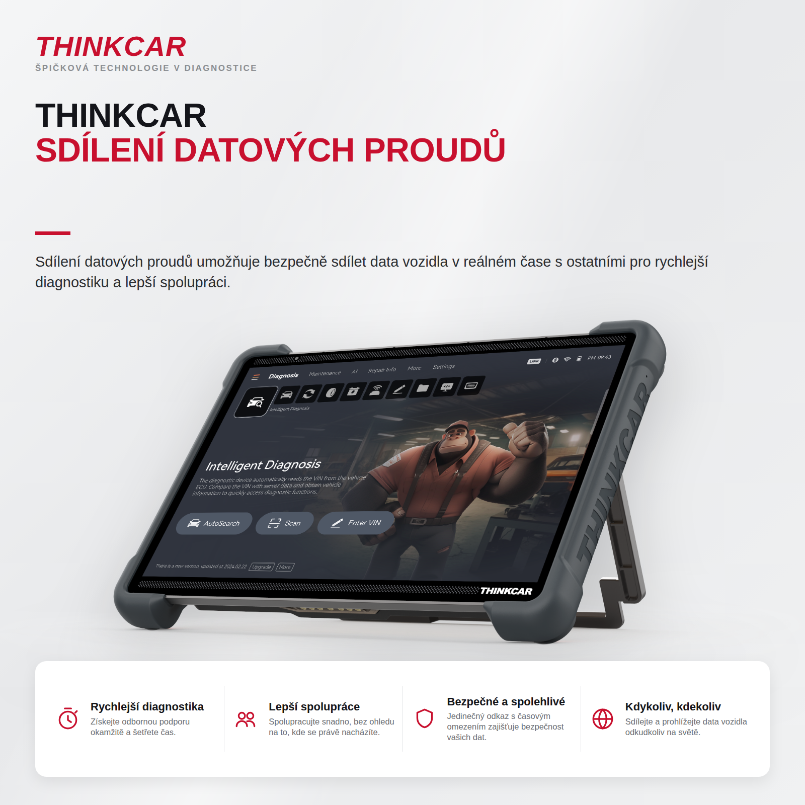 THINKCAR diagnostiky: LOGy nově odešlete na e-mail bez kabelu k PC