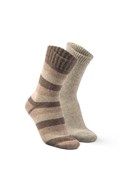 alpaka socken getreift braun doppel 2703