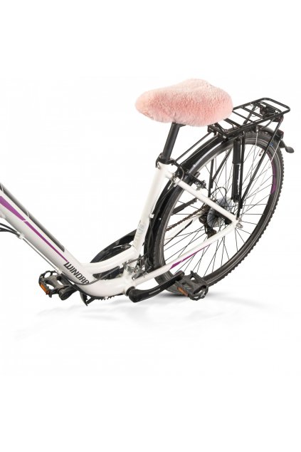 Fahrradsattel Bezug aus Lammfell von Fellhof rosa 1