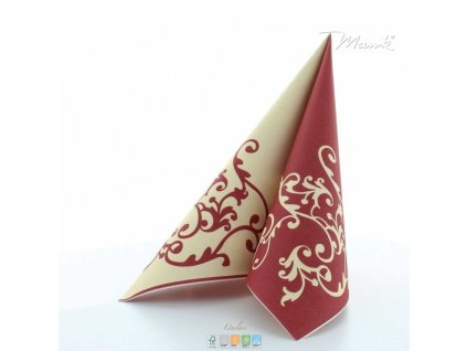 Airlaid svatební ubrousky POMP bordovo krémové 40x40cm 50ks