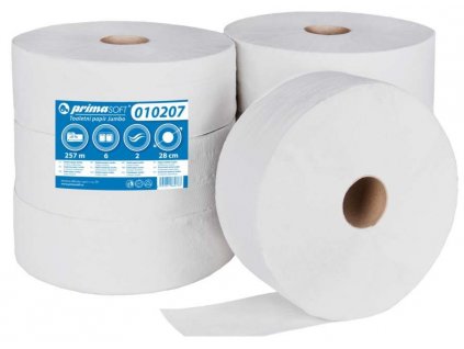 Toaletní papír 2vrstvý, JUMBO bílý recykl, 280 mm 6 rolí