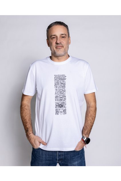 Pánský střih tričko bílé doodle Genuine - Černé