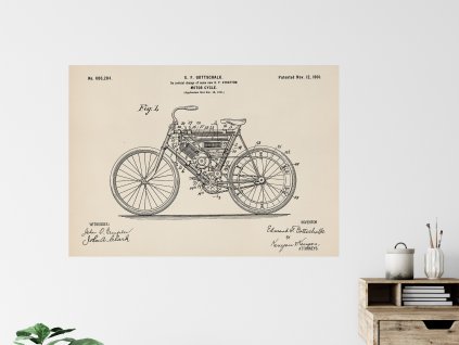 patent motor cycle plakat