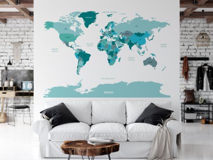 samolepici mapa sveta samolepka na zed modra