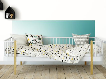 pruh postel gradient tyrkys interier