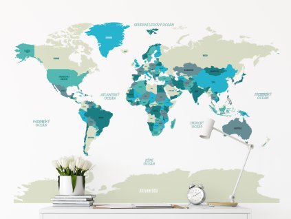 mapa sveta samolepici samolepka na zed béžová interier