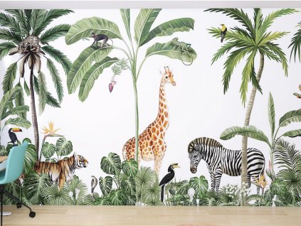 tapeta pro deti jungle mix white