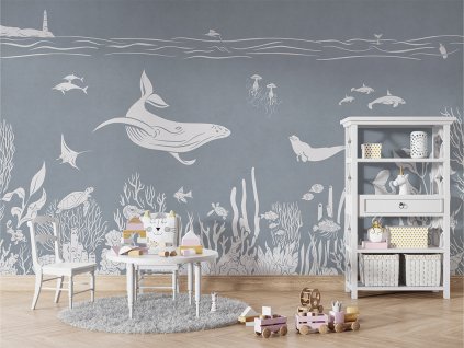 Moře Zvířata Modrá – Sea Animals Blue interier 2