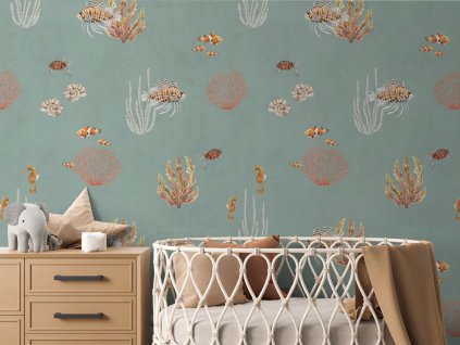 Dětská tapeta podmořský svět Coral Garden Blue detail