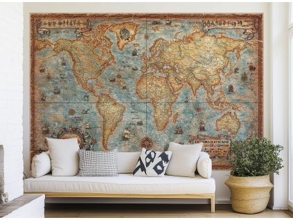 mapa sveta na zed modern antique world interier BIG