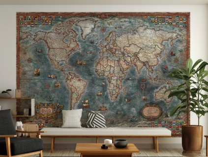 mapa sveta The world old style interier BIG