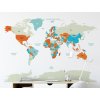 samolepici mapa sveta samolepka na zed oranzova