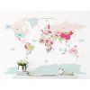 mapa sveta samolepici samolepka na zed růžová interier