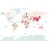mapa sveta samolepici samolepka na zed růžová