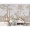 Tapeta s dinosaury Monochrome Dino WHITE VINTAGE Mural Rotan couch Copy