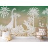 Tapeta s dinosaury Monochrome Dino GREEN SKY Mural Crib rotan Copy
