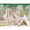 Tapeta s dinosaury Monochrome Dino GREEN SKY Mural Tipi Copy
