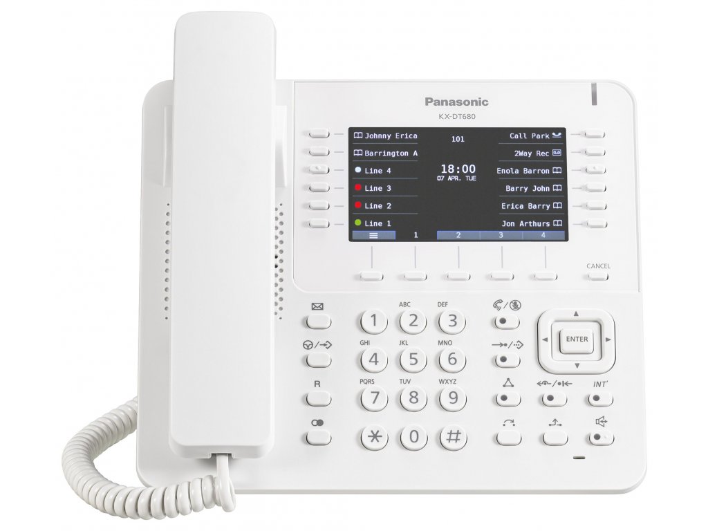Telefon digitální KX-DT680NE-B, velký barevný LCD, bílý