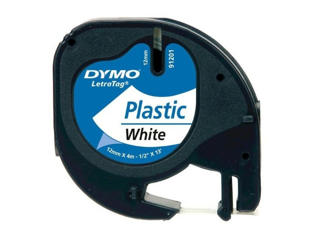 Páska Dymo Letratag, 12 mmx4 m, plastová, bílá