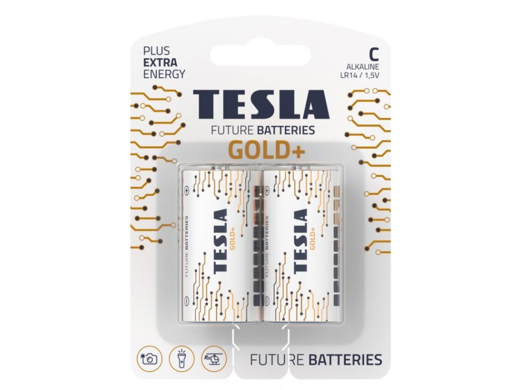 Tesla - GOLD+ Alkalická baterie C (LR14, malý monočlánek, blister) 2 ks