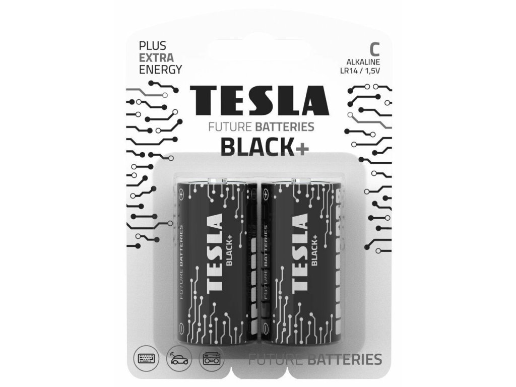 Baterie Tesla BLACK+ alkalická malá baterie mono C (LR14, blister) 2 ks