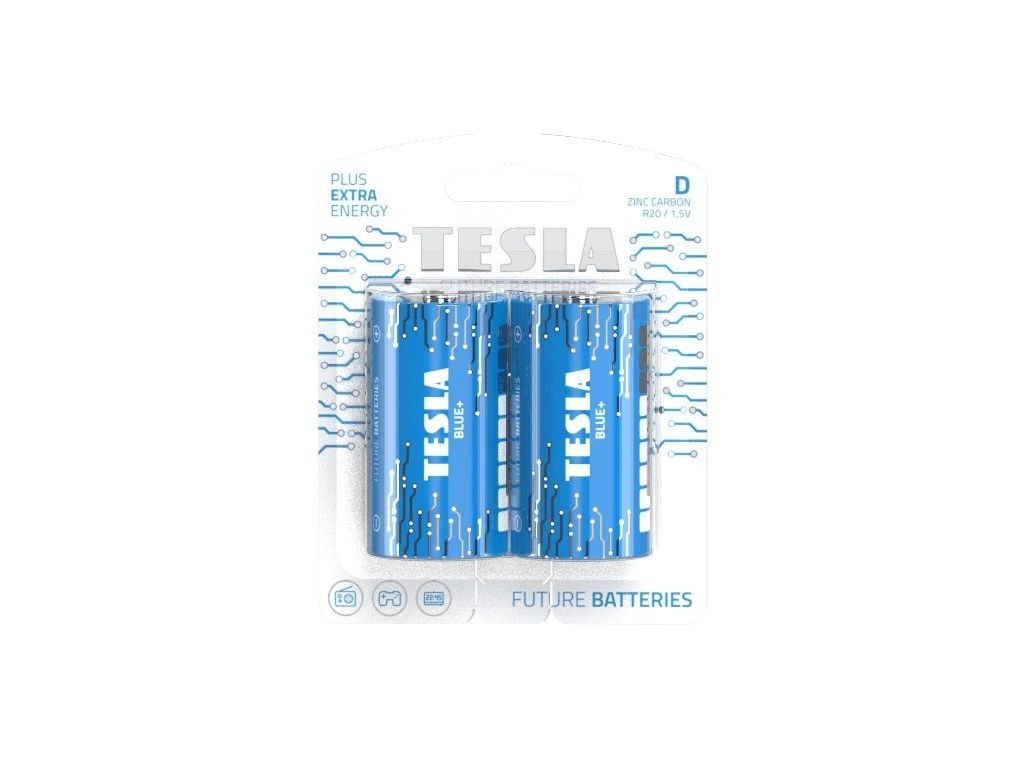 Baterie Tesla BLUE+ D malý monočlánek 2 ks, (R20, blister)