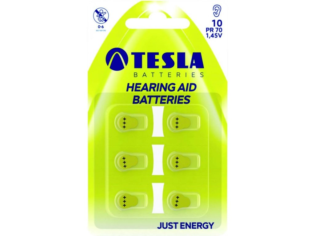 Baterie Tesla A10 do naslouchadel PR70 6ks, (blister)