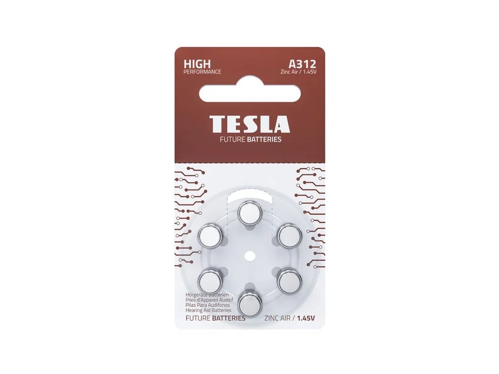 Baterie Tesla A312 do naslouchadel PR41 6ks, (blister)