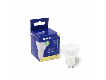 LED žárovka Tesla GU10, 7W, 230V, 560lm, 25 000h, 3000K teplá bílá, 100st