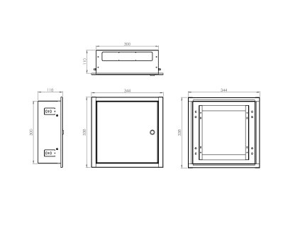 Lexi-Net Basic univerzální skříň 300 x 300 x 120 mm, pod omítku, bílá