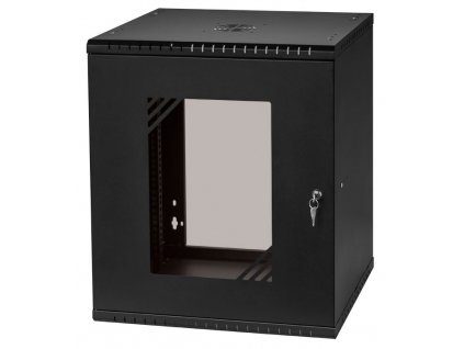 LEXI-Net Basic Rozvaděč nástěnný 19" 12U 520x450, dveře sklo, černý