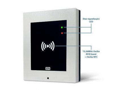 2N® Access Unit 2.0 RFID, IP čtečka 13,56 MHz, NFC, bez rámečku