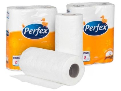 Utěrka papírová Perfex, 2vrstvá, celulóza, kuchyňská role, ø 10 cm, 10,8 m, bílá, 2 ks
