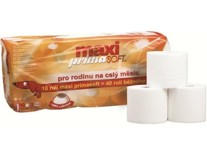 Papír toaletní dvouvrstvý Primasoft Maxi, celulózový, 500 útržků, balení 10 ks