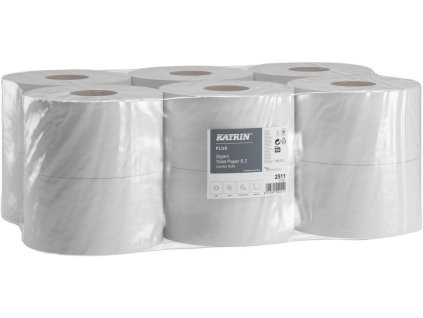 Papír toaletní Katrin Plus Gigant Jumbo S2, 2vrstvý, celulóza, ø 19 cm, 100 m, bílý, 12 ks (2511)