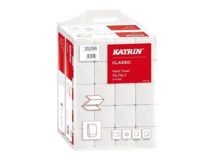 Ručník papírový skládaný Z-Z Katrin Classic Handy Pack, 2vrstvý, recykl, 22,4x23 cm, bílý, 4000 ks