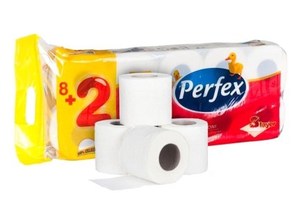 Papír toaletní Perfex, 3vrstvý, celulóza, ø 10 cm, 15 m, bílý, 10 ks